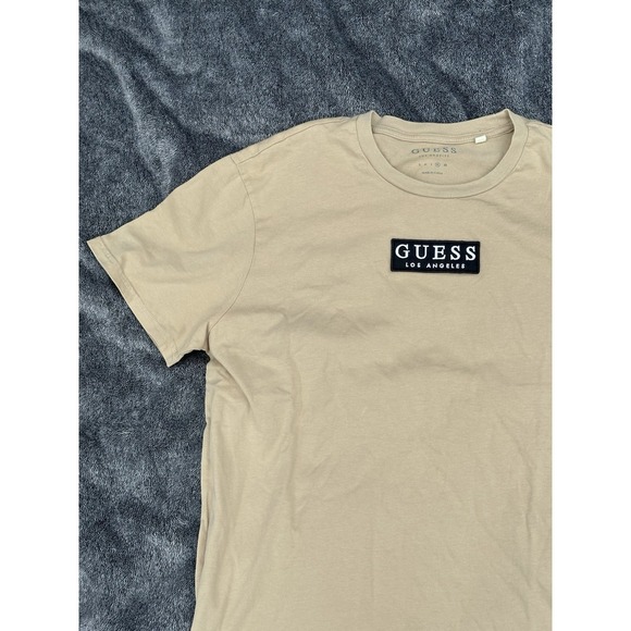 Guess Los Angeles Men's XL Tan Logo T-Shirt Short Sleeve Cotton Tee - Picture 2 of 13